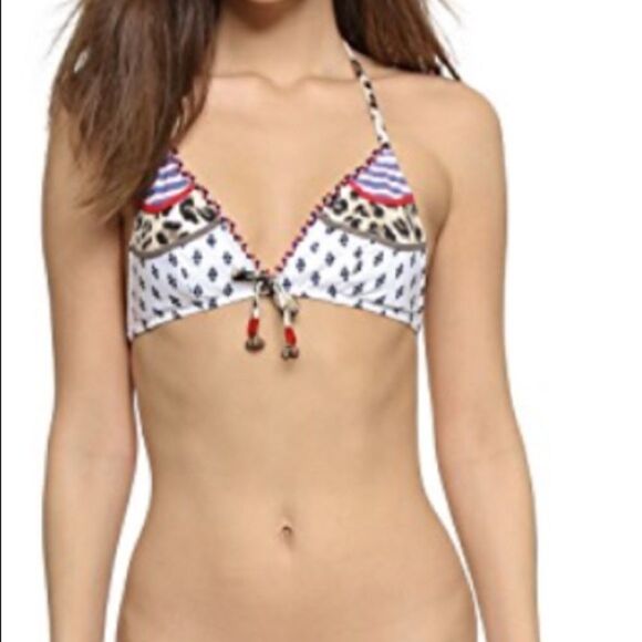 TIGERLILY White Auqa Blanca Leopard Amelia Bikini Top New With Tag Size 4 - Picture 1 of 5
